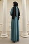 Pearl Detailed Mint Green Abaya - 5