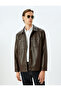 Faux Leather Jacket with Pocket Detail and Snap Buttons - 3