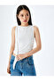 Lace-Up Detailed Sleeveless Slim Fit Crew Neck Top