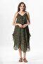 Strappy Voile Aphrodite Midi Length Summer Dress Violet Green 6239