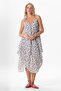 Strappy Voile Aphrodite Midi Length Summer Dress Violet White 6242