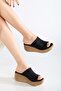 Women's Genuine Leather Braided Slippers - Black