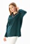 Large Size Long Sleeve Sile Cloth Rainbow Embroidery Detailed Summer Blouse Petrol Ptrl - 4
