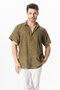 Short Sleeve Poplin Mediterranean Men's Summer Shirt Khaki Hk
