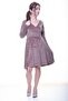 Women's Velvet Brown Double-Breasted Collared Flared Dress 2C-6043