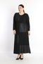 Women's Black Leather and Stone Detailed Crystal Combed Cotton Mother Dress - 2
