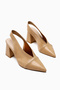 Essie Nude Pointed-Toe Elastic Seam Detail Block Heel Women's Shoes - 2