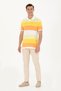 100% Cotton Pastel Yellow Tones Striped Polo Collar Men's T-Shirt - 2