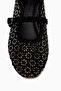 Nicki Black Suede Oval Toe Perforated Stone Detailed Single Strap Casual Women's Shoes - 3