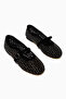Nicki Black Suede Oval Toe Perforated Stone Detailed Single Strap Casual Women's Shoes - 4