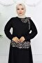 Ribbon Detailed Leopard Patterned Suit Black 4804 - 2