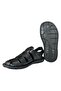 Men's Genuine Leather Velcro Sandals BLACK-SMOKE - 4