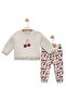 Baby Girl Crew Neck Cherry Patterned Gray Top and Bottom Set - Baby Clothing