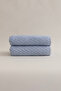 Ivory Blue Embossed Textured Micro Fiber 100% Cotton 2 Piece Bath Towel Set 50 X 90 - 70 X 140 1118A - 2