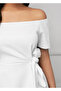 Women's Short Sleeve Madonna Collar Side Tie Imported Crepe Blouse - 4