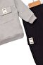 Baby Boy Black Tracksuit with Pockets and Gray Sweatshirt Set - Children's Clothing - 4