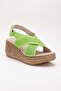 Women's Genuine Leather Cross Strap Velcro Sandals - Pistachio Green - 4