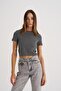 Anthracite 90's Crop Tshirt - 4