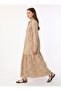 Embroidered Fabric Hijab Dress - Sand Beige - Benin