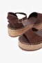 Calas Brown Genuine Leather Women's Espadrille Sandals - 5