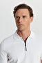 Men's Ecru Standard Fit Regular Cut Polo Collar Jacquard Knitwear T-Shirt - 4