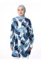 Abstract Patterned Wide-Cut Blue Tunic - - 2