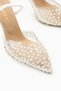 Evan White Transparent Pearl Detailed Women's Heeled Shoes - 4