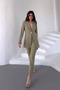 Women's Double Set Stone Detailed Pipe Leg Blazer Jacket Pants Set - 2