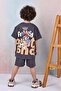 Boy's Printed 100% Cotton Short Sleeve Shorts Top-Bottom Set - 3