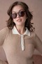 Women's Polo Neck Buttoned Ribbed Premium Quality Knitwear Sweater - 5
