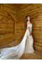 Satin Draped Wedding Dress - 4