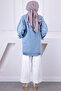Light Blue Sequin Embroidered Pocket Denim Jacket - 4