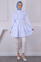 White Blue Judge Collar Striped Poplin Tunic - 2