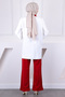 Burgundy Buttoned Tunic Trousers Suit - 3