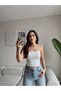 Basic Crop with Straps - White