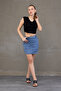 WOMEN'S MINI LENGTH SUEDE SKIRT WITH BELT, ABOVE THE KNEE - 2