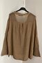 Women's Brown Pocket Sleeve and Back Mesh Detailed Foldable Sleeve Cotton Linen Blouse - 7