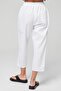 Women's White High Waist Elastic Waist Linen Look 100% Cotton Ankle Length Pants - 7