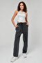 Women's Anthracite Wide Leg Linen Trousers - Cotton, Washed Monaha - 4