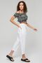 Women's White High Waist Elastic Waist Linen Look 100% Cotton Ankle Length Pants - 4