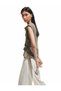 Accessory Detailed Aerobin Fabric Draped Collar Tank Top