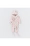 Baby Girl Powder Pink Flowery Velvet Jumpsuit Set