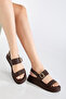 Rissoli Women's Dark Brown Double-Strap Buckle Detail Casual Comfortable Sandals - 5