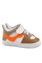 Baby Boy White Brown Laced Leather Shoes with Snap Fasteners - 2