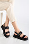 Rissoli Women's Black Double-Strap Buckle Detail Casual Comfortable Sandals - 2