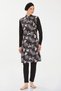 Rozamay Black Palm Pattern Long Sleeve Zippered Full Covered Hijab Swimsuit 9269 - 4
