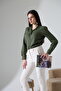 Lumina Şamre Fabric Slim Fit Women's Classic Shirt - Khaki - 5