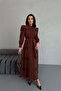 Women Brown Lace Detailed Dress Dpemp2677 - 2