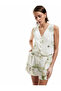 V-Neck Sleeveless Buttoned Tie-Dye Patterned Satin Vest - 3