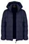 Men's Navy Blue Water and Windproof Fixed Hooded Fluffy Collar Thick Fur Inside Puffer Coat&Coat - 2